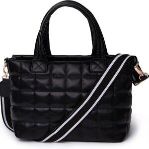 Puffer Tote Bag for Women Large Quilted Shoulder Bag Crossbody Purse with Adjust